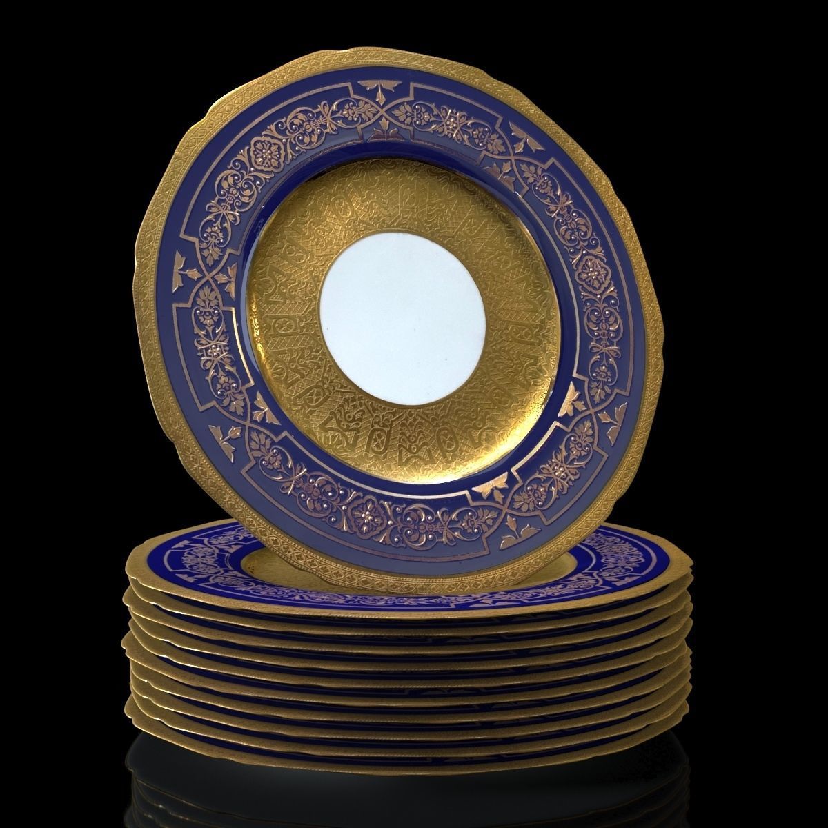 China Royal Chelsea Porcelain Dinner Plate Low-poly 3D model_2