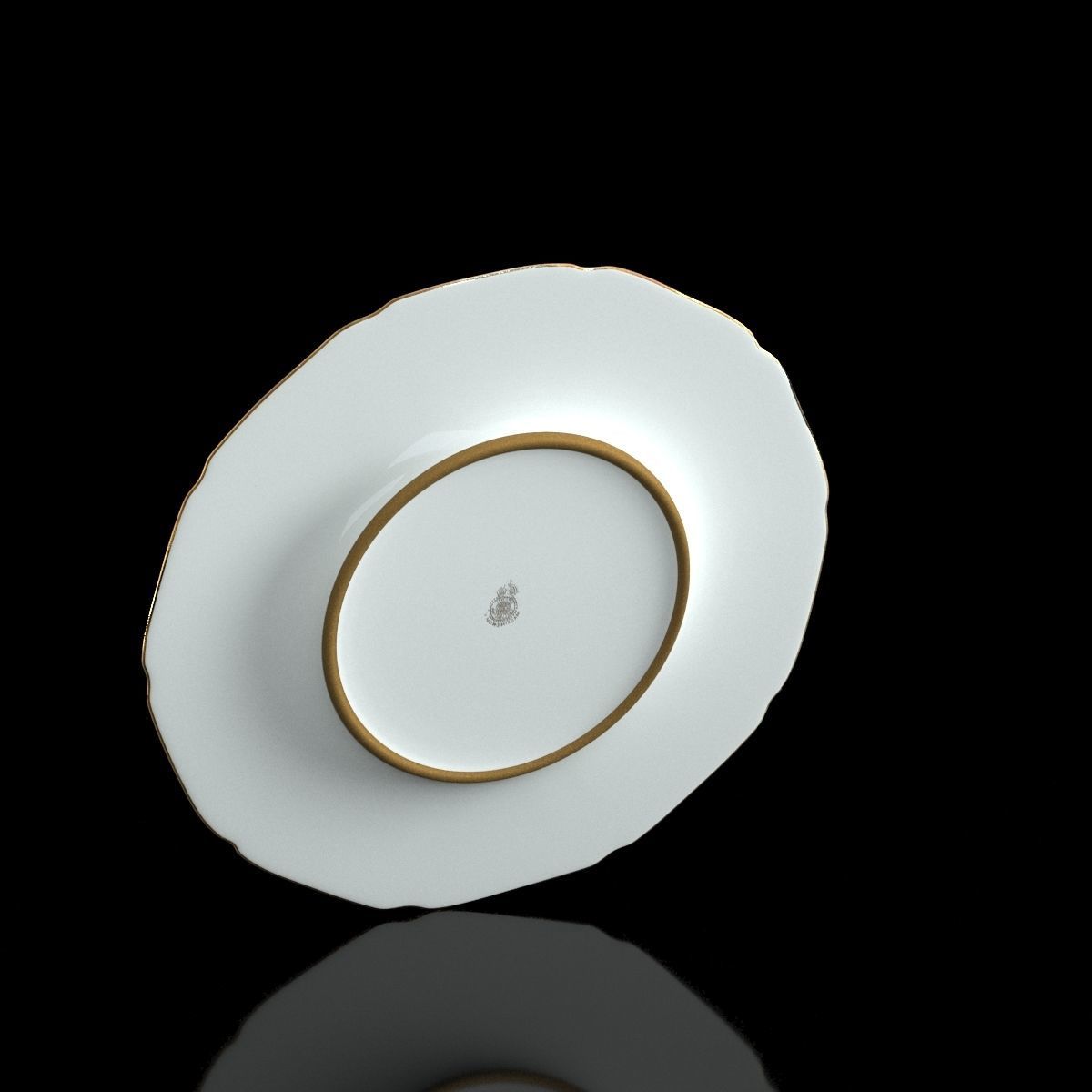 China Royal Chelsea Porcelain Dinner Plate Low-poly 3D model_4