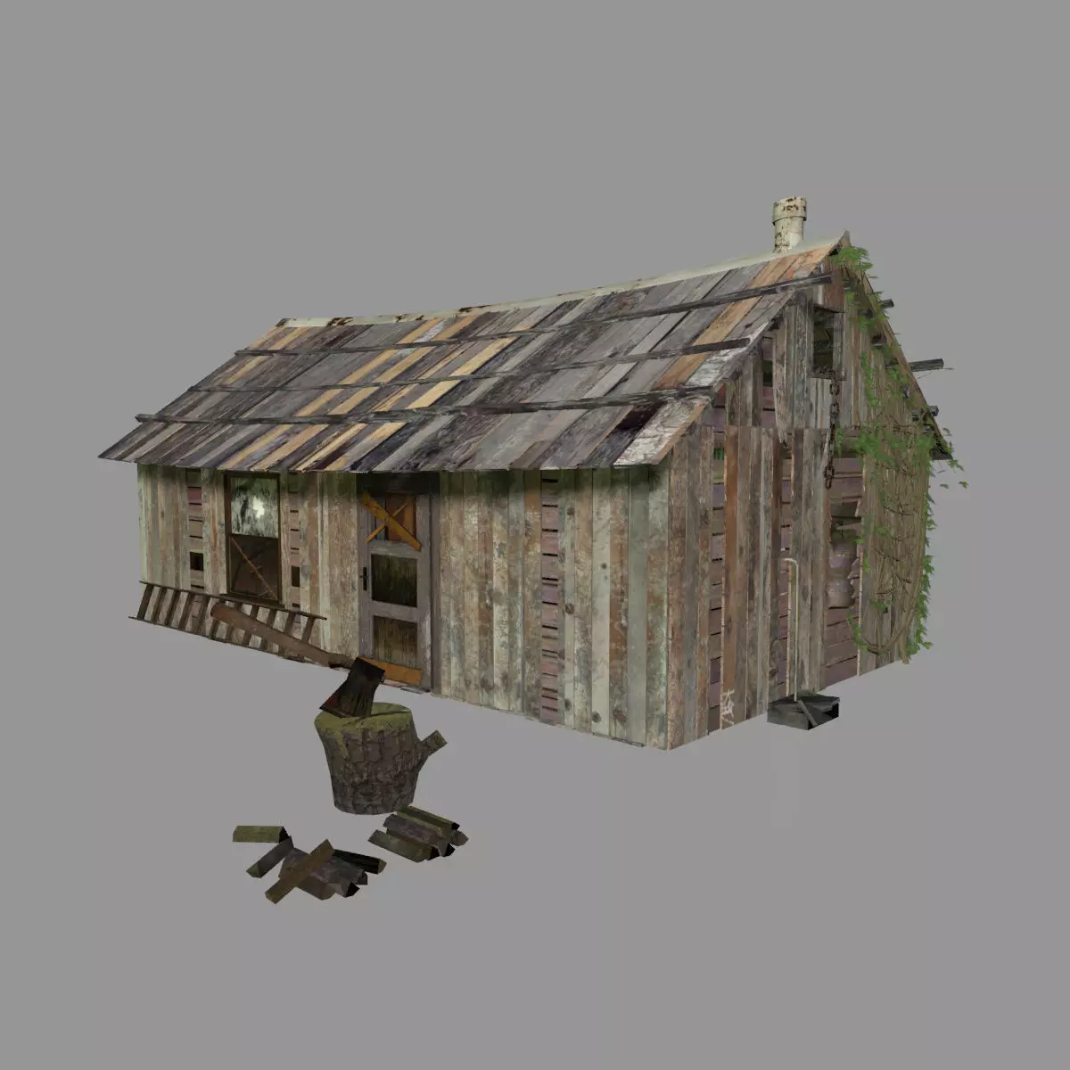 The Shed shack Low-poly 3D model_0