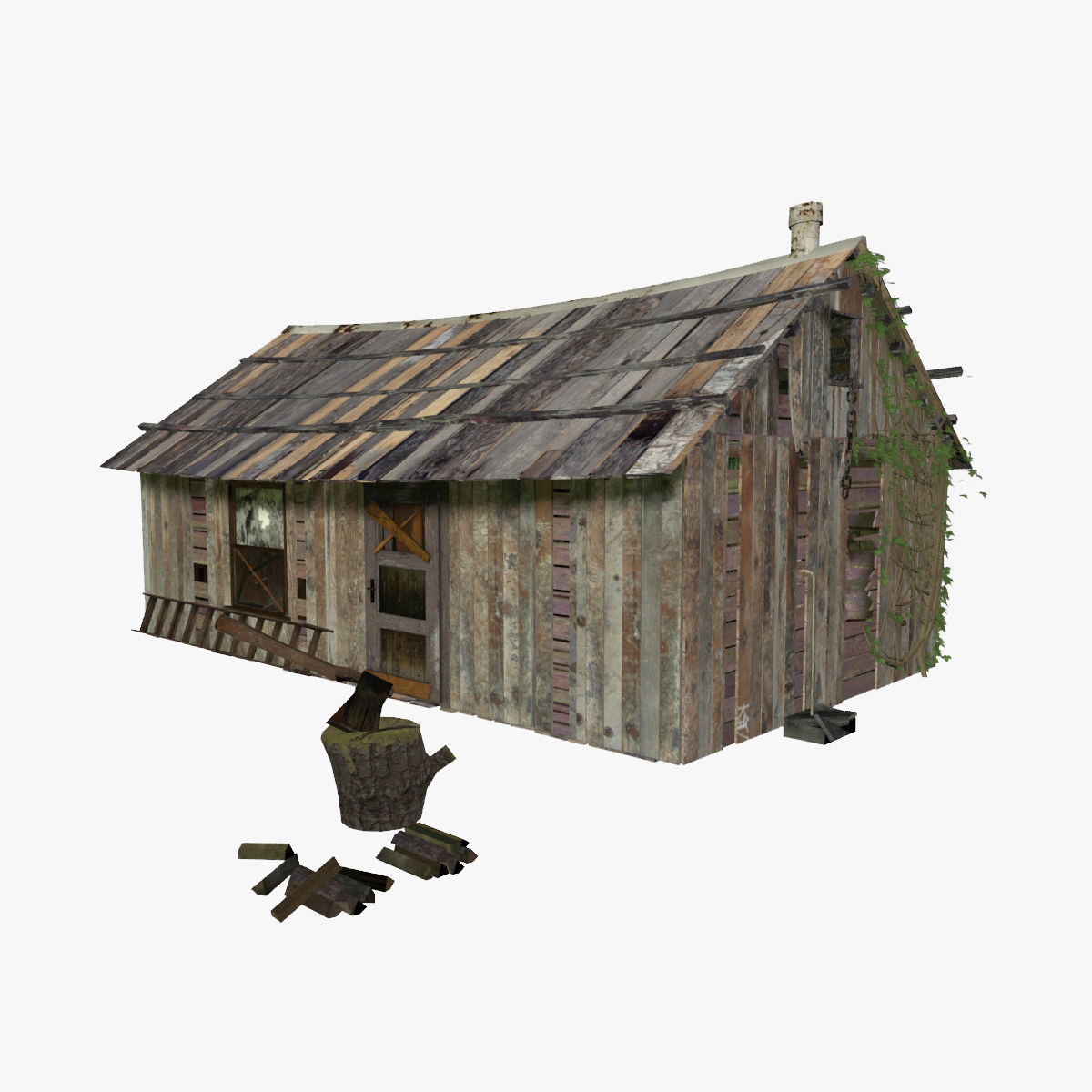 The Shed shack Low-poly 3D model_1