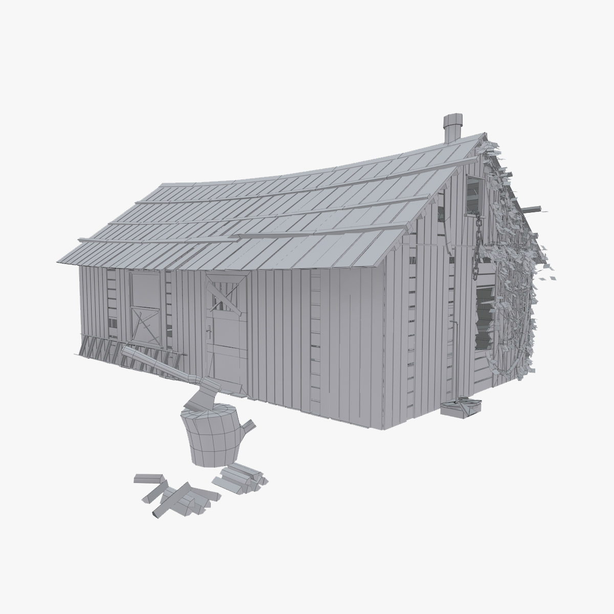The Shed shack Low-poly 3D model_2