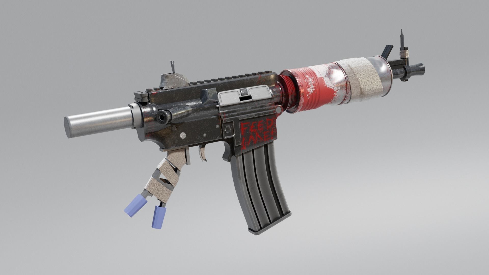 Apocalyptic M4 Rifle Low-poly 3D model_1