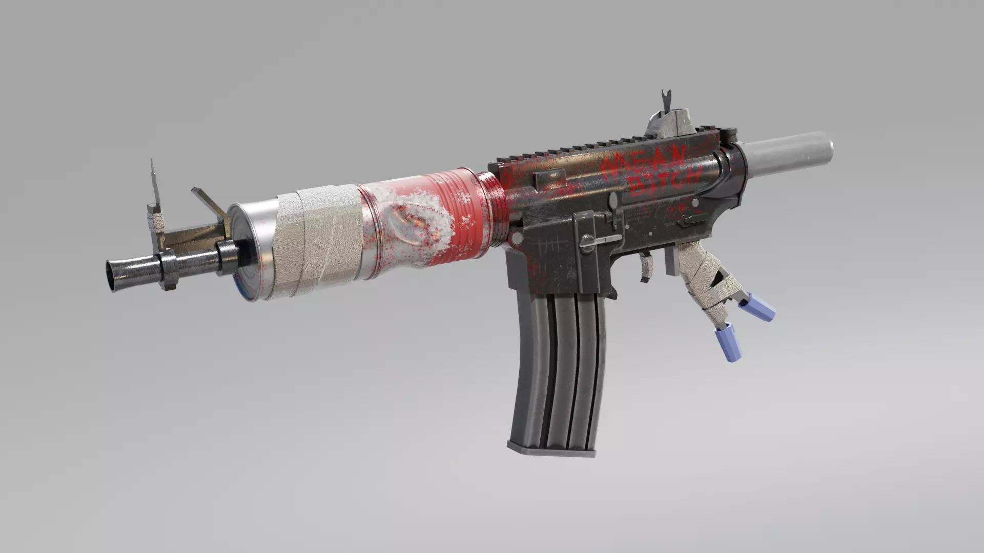 Apocalyptic M4 Rifle Low-poly 3D model_0