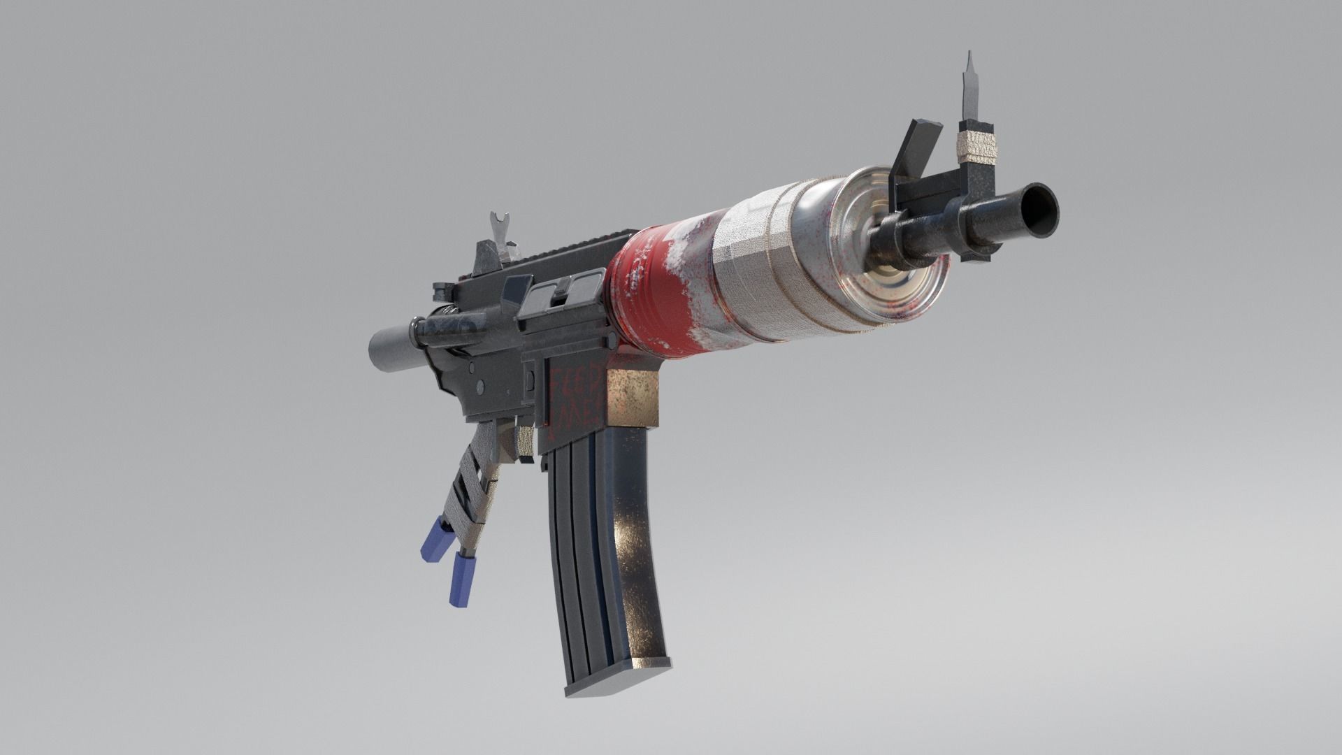 Apocalyptic M4 Rifle Low-poly 3D model_2