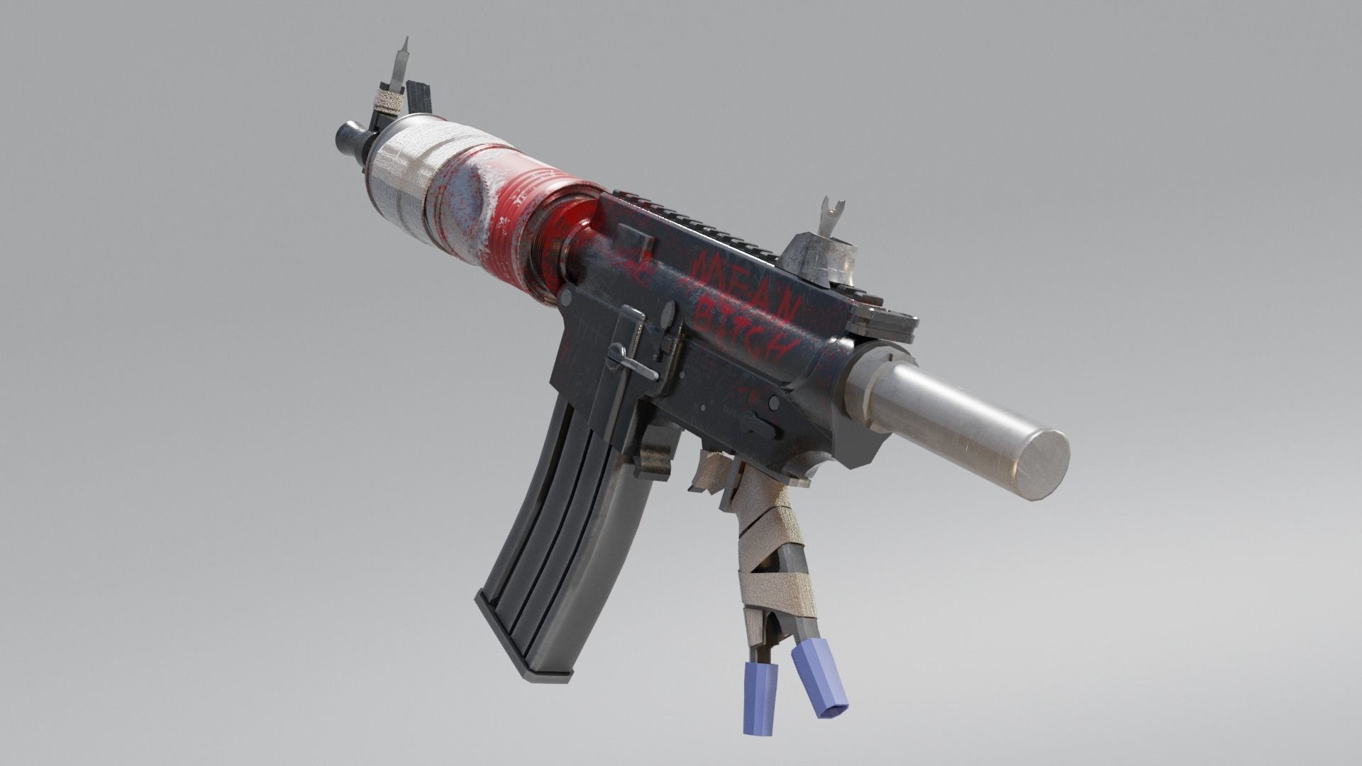 Apocalyptic M4 Rifle Low-poly 3D model_3