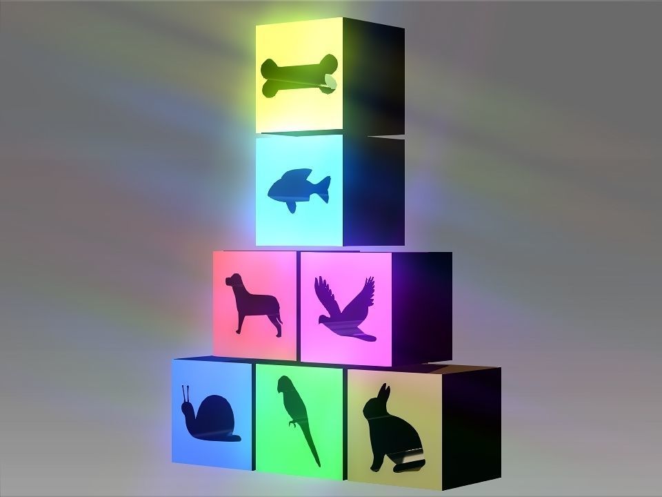 Animals Hollow Blocks Low-poly 3D model_3