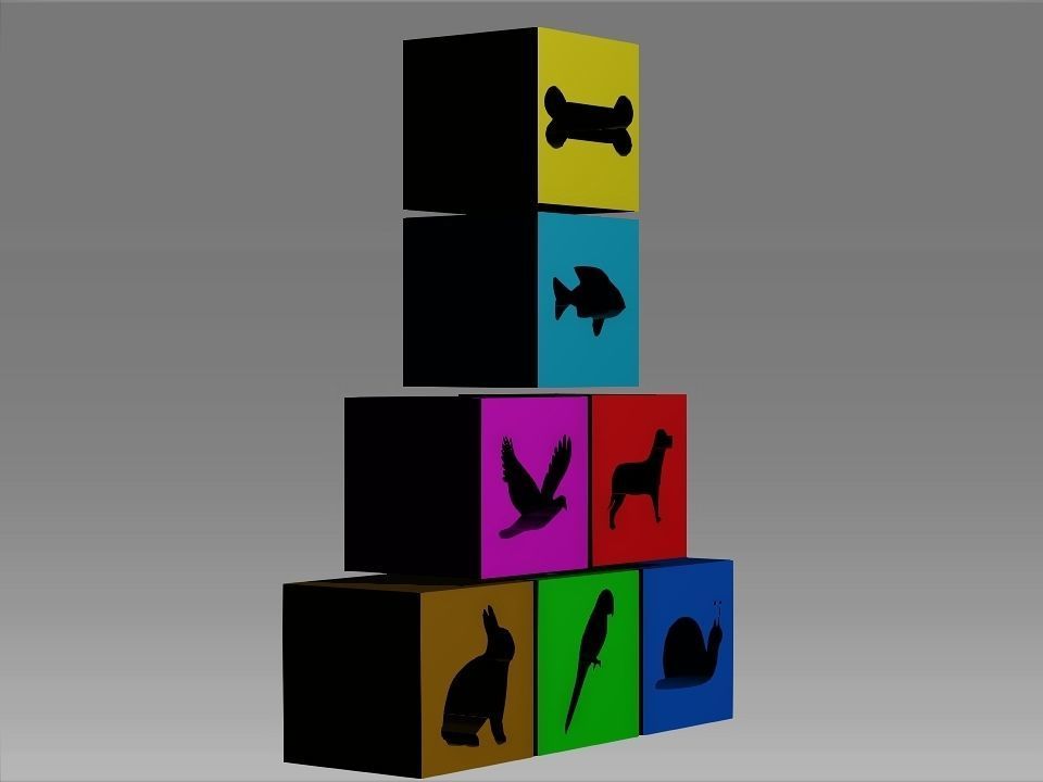 Animals Hollow Blocks Low-poly 3D model_7