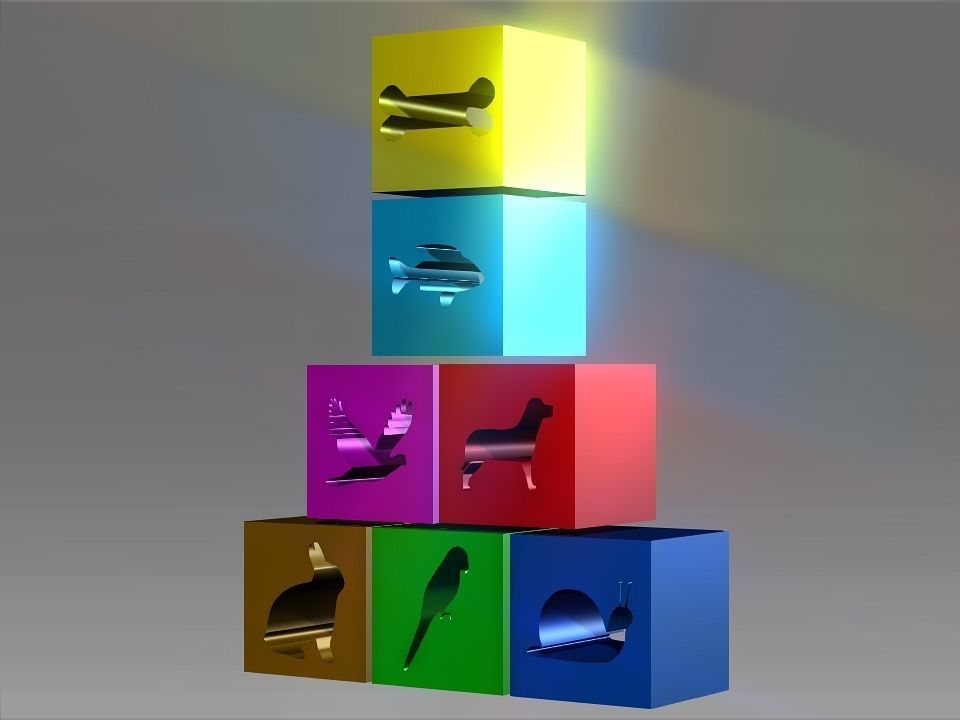 Animals Hollow Blocks Low-poly 3D model_12