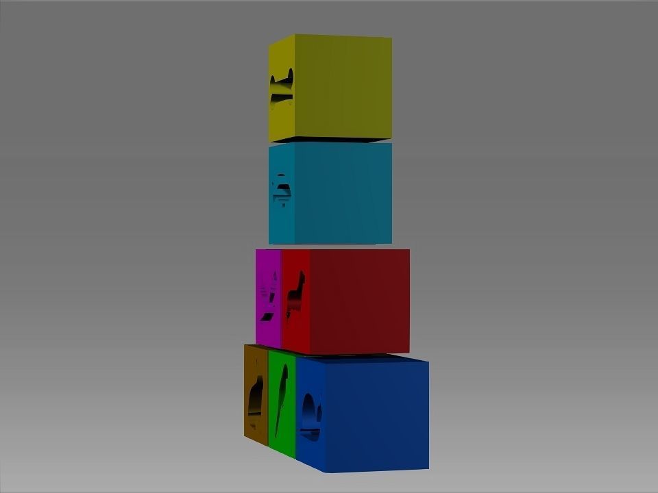 Animals Hollow Blocks Low-poly 3D model_34