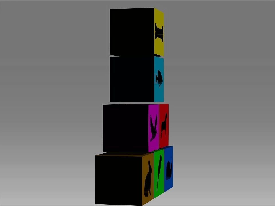 Animals Hollow Blocks Low-poly 3D model_6