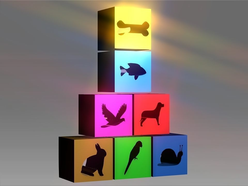 Animals Hollow Blocks Low-poly 3D model_8