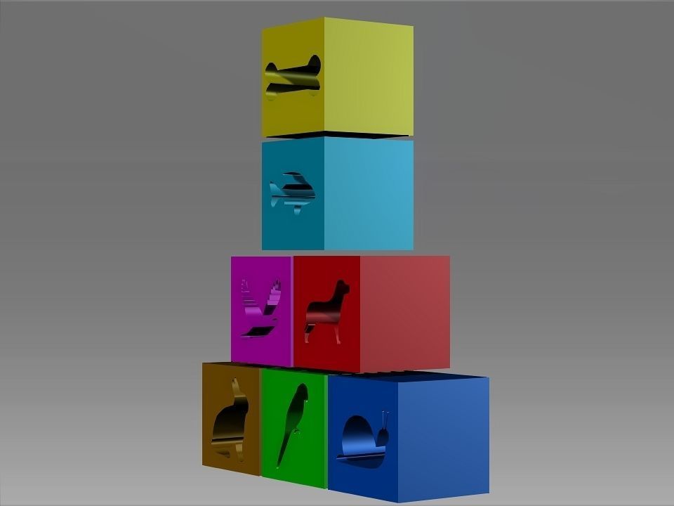 Animals Hollow Blocks Low-poly 3D model_23