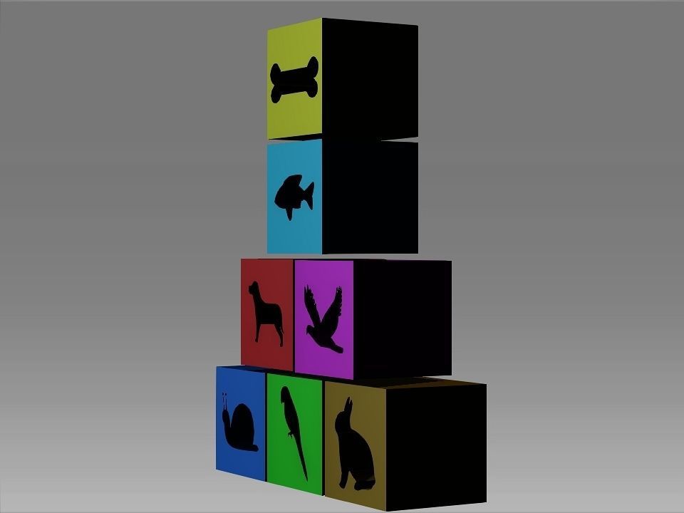 Animals Hollow Blocks Low-poly 3D model_4
