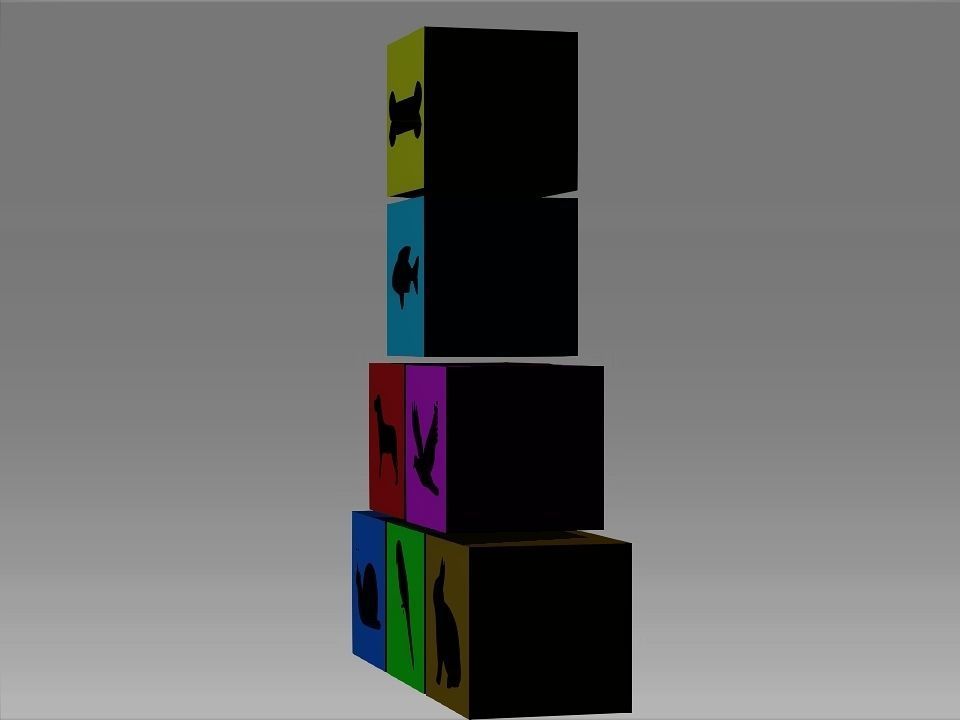 Animals Hollow Blocks Low-poly 3D model_5