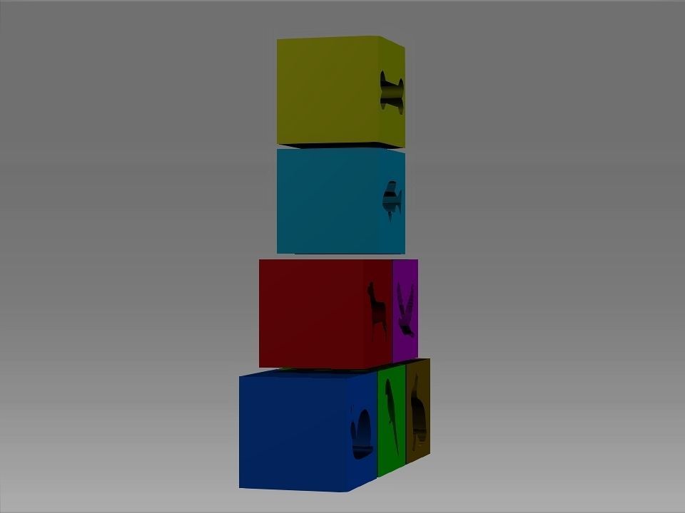 Animals Hollow Blocks Low-poly 3D model_45