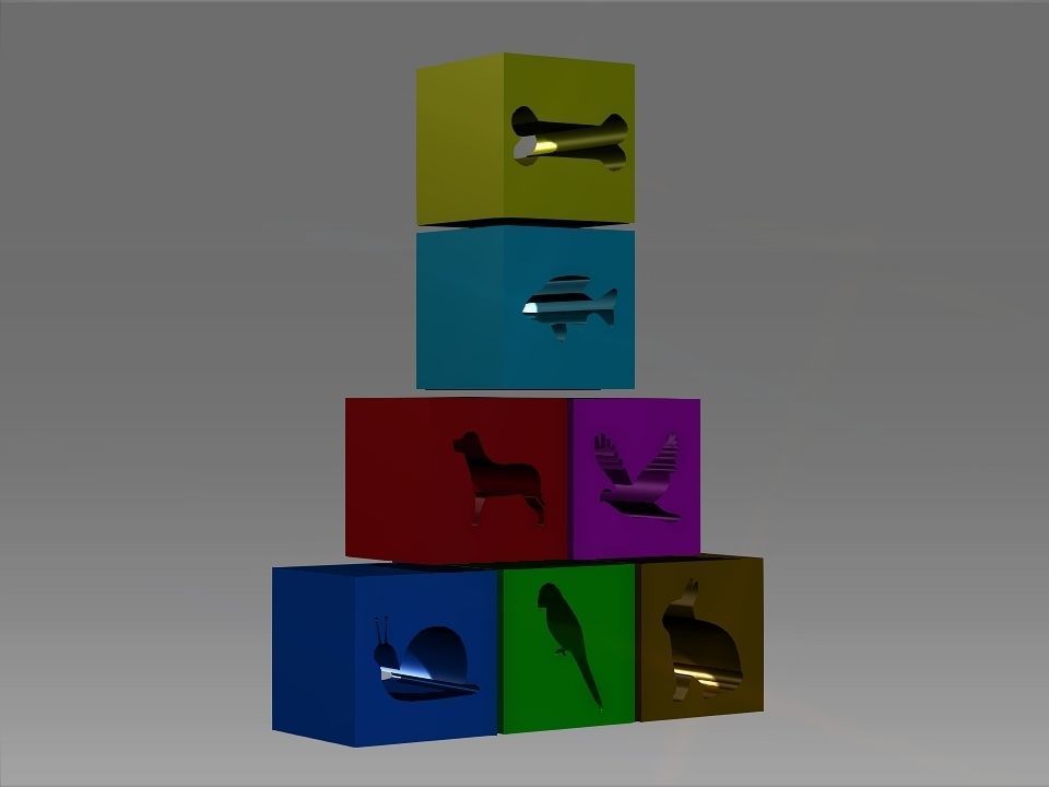 Animals Hollow Blocks Low-poly 3D model_56