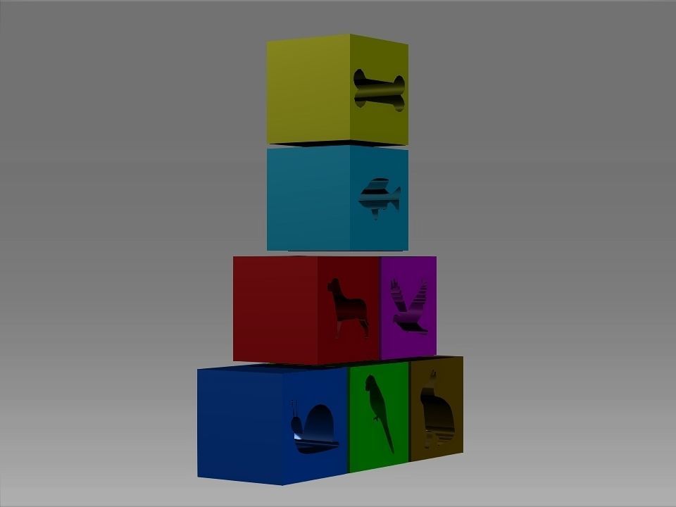 Animals Hollow Blocks Low-poly 3D model_55