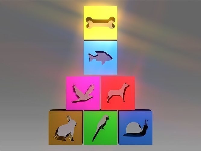 Animals Hollow Blocks Low-poly 3D model