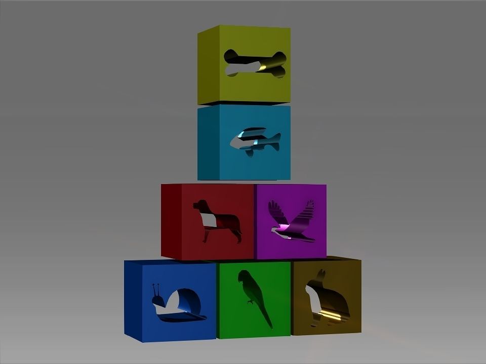Animals Hollow Blocks Low-poly 3D model_57