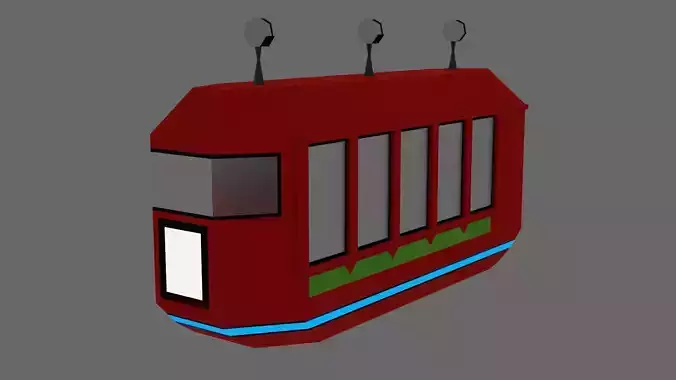 Low Poly Train trolley car Free low-poly 3D model