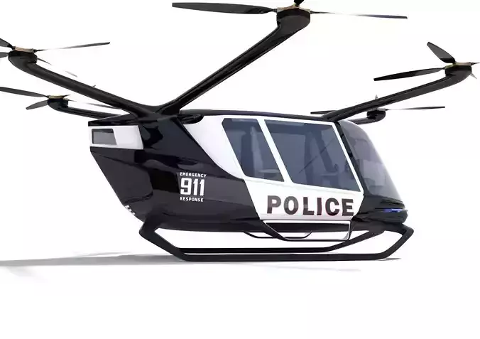 Police Drone with Interior 3D model