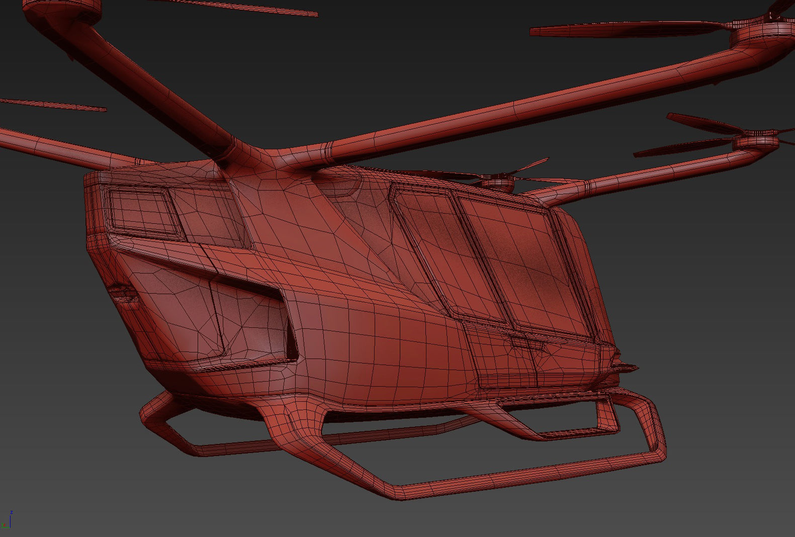 Police Drone with Interior 3D model_22