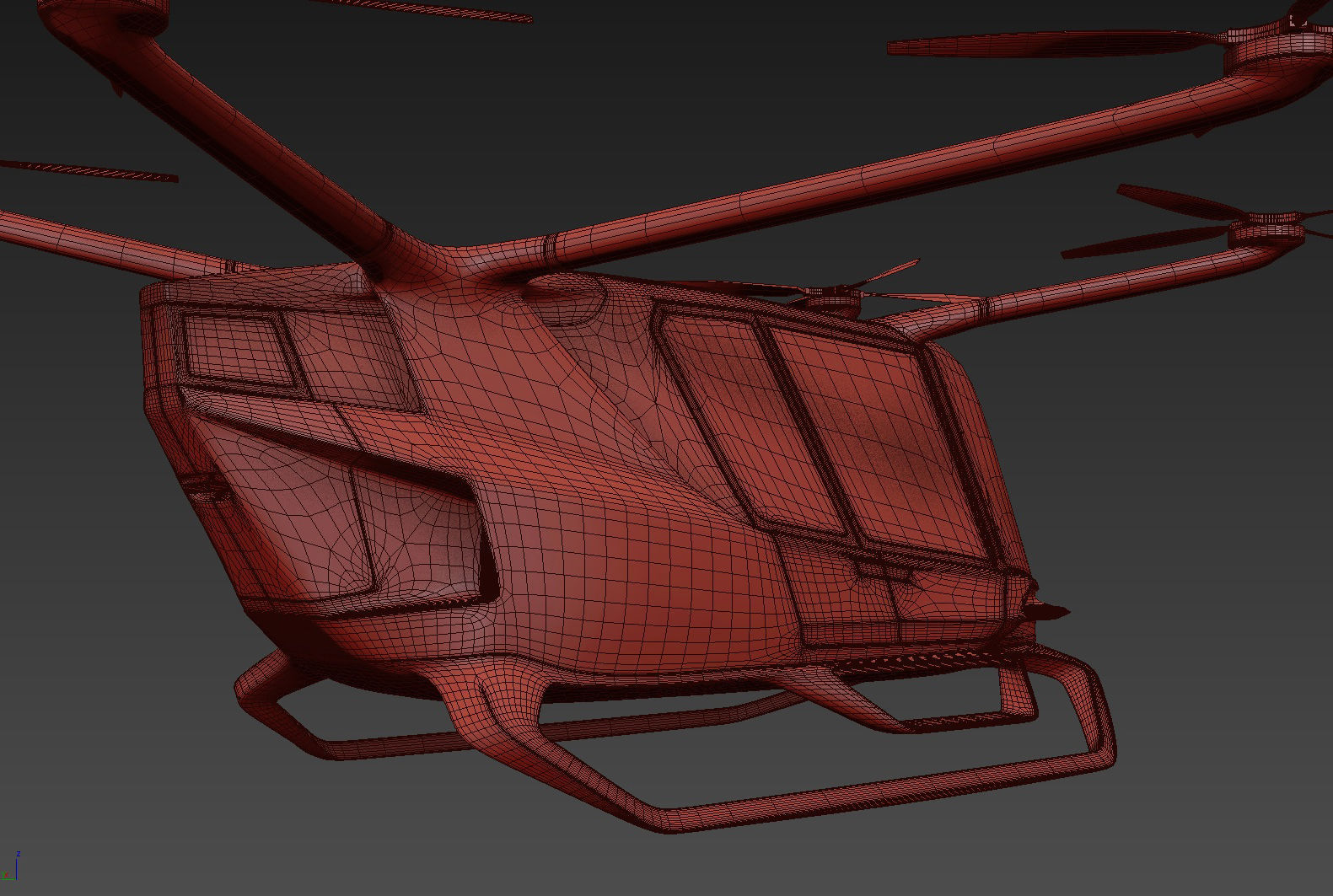 Police Drone with Interior 3D model_23