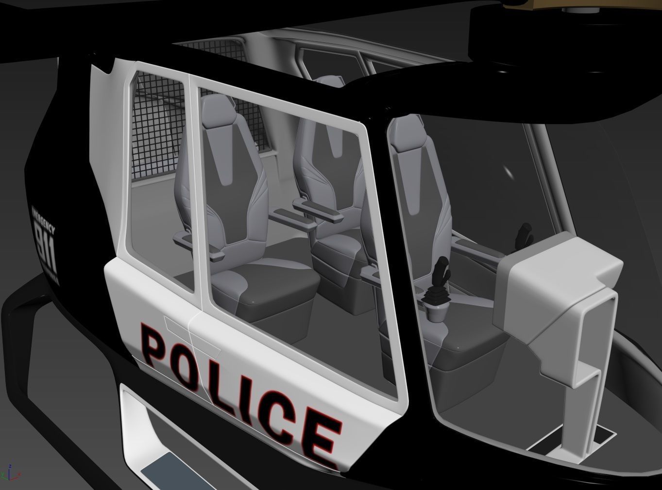 Police Drone with Interior 3D model_16