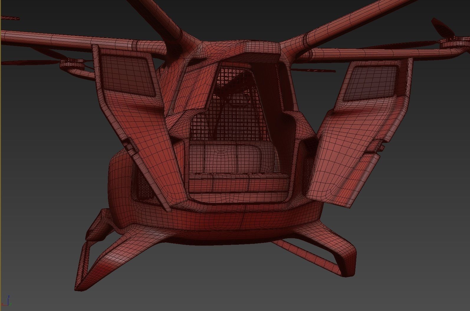 Police Drone with Interior 3D model_34