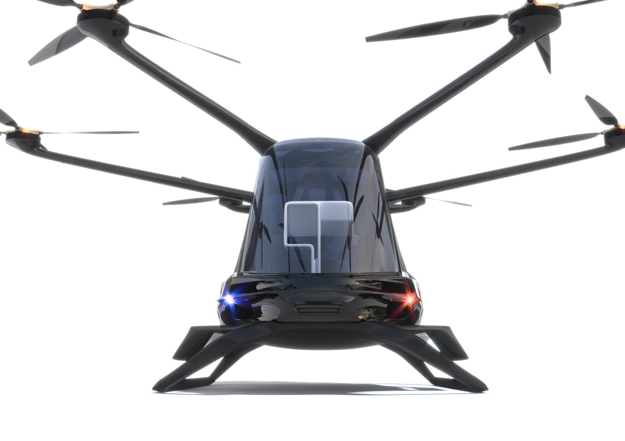 Police Drone with Interior 3D model_4