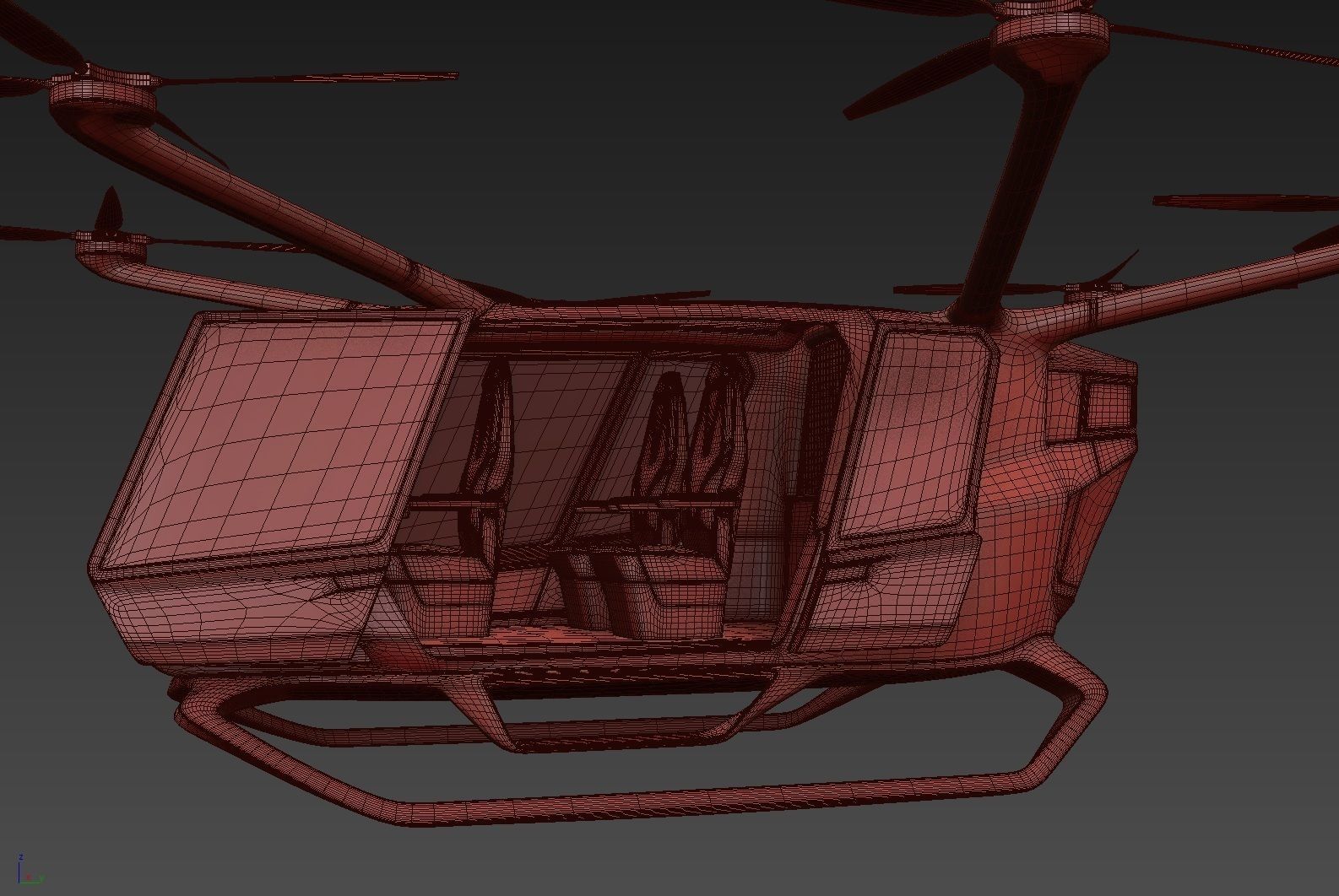 Police Drone with Interior 3D model_27
