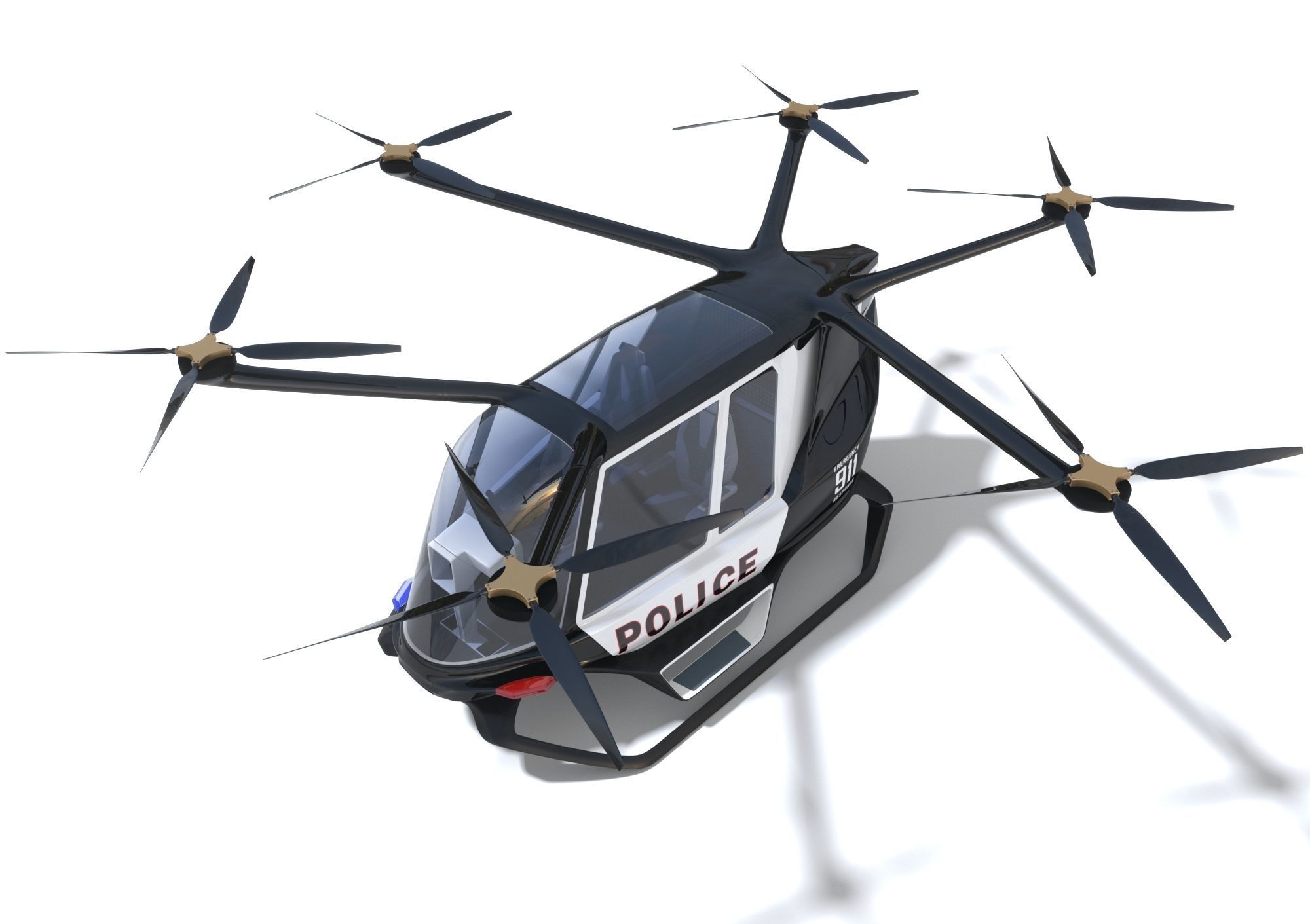 Police Drone with Interior 3D model_12
