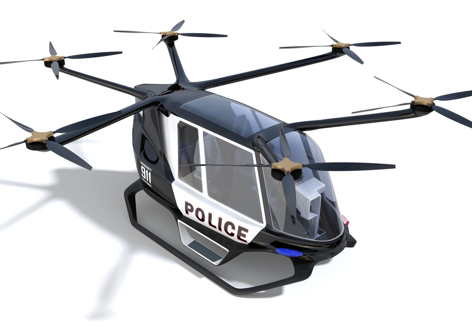 Police Drone with Interior 3D model_5