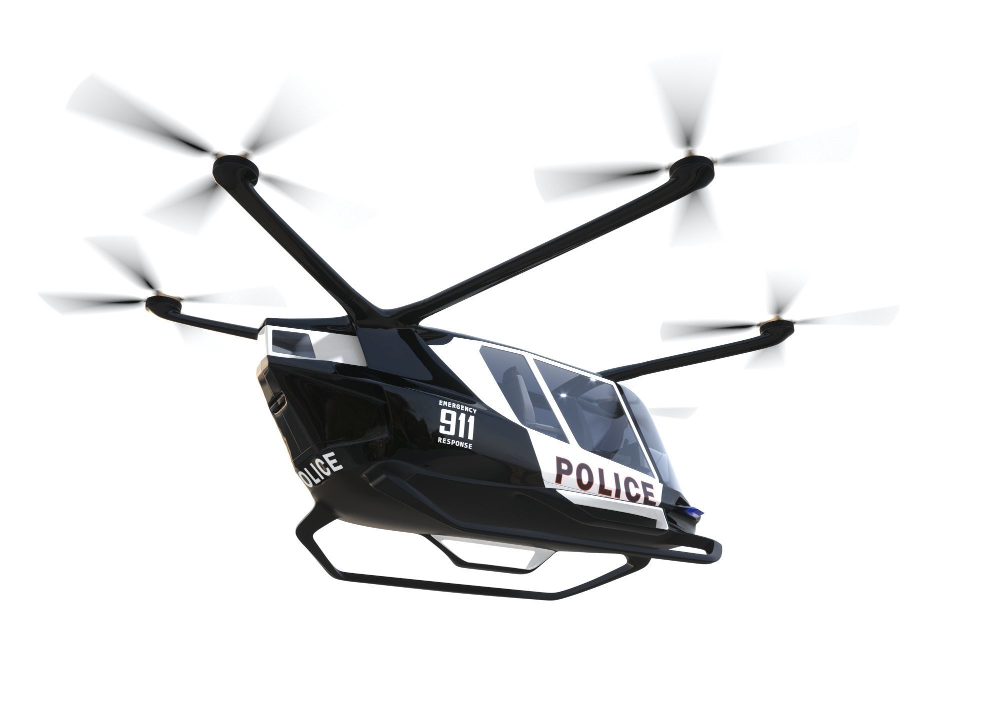Police Drone with Interior 3D model_14
