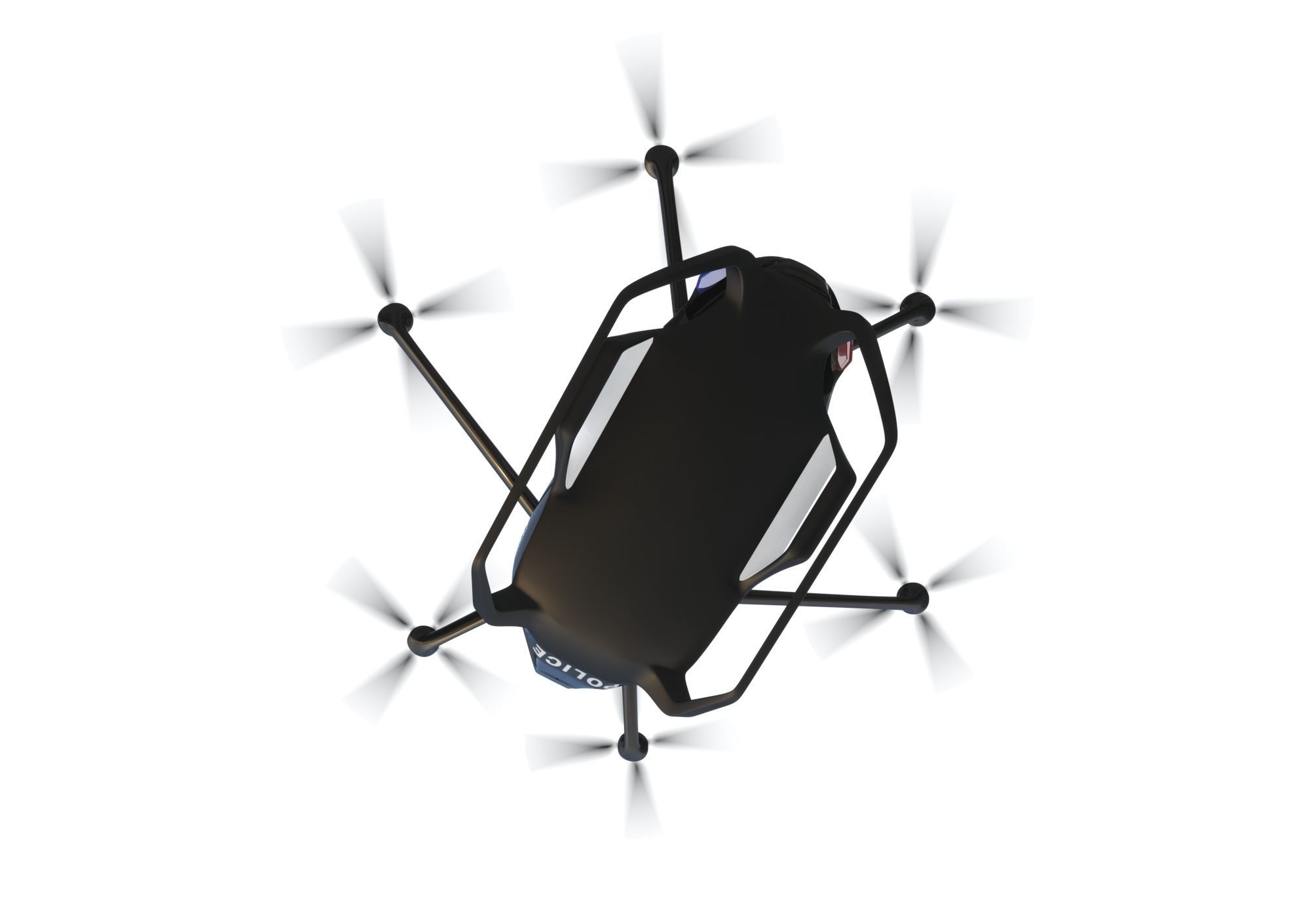 Police Drone with Interior 3D model_15