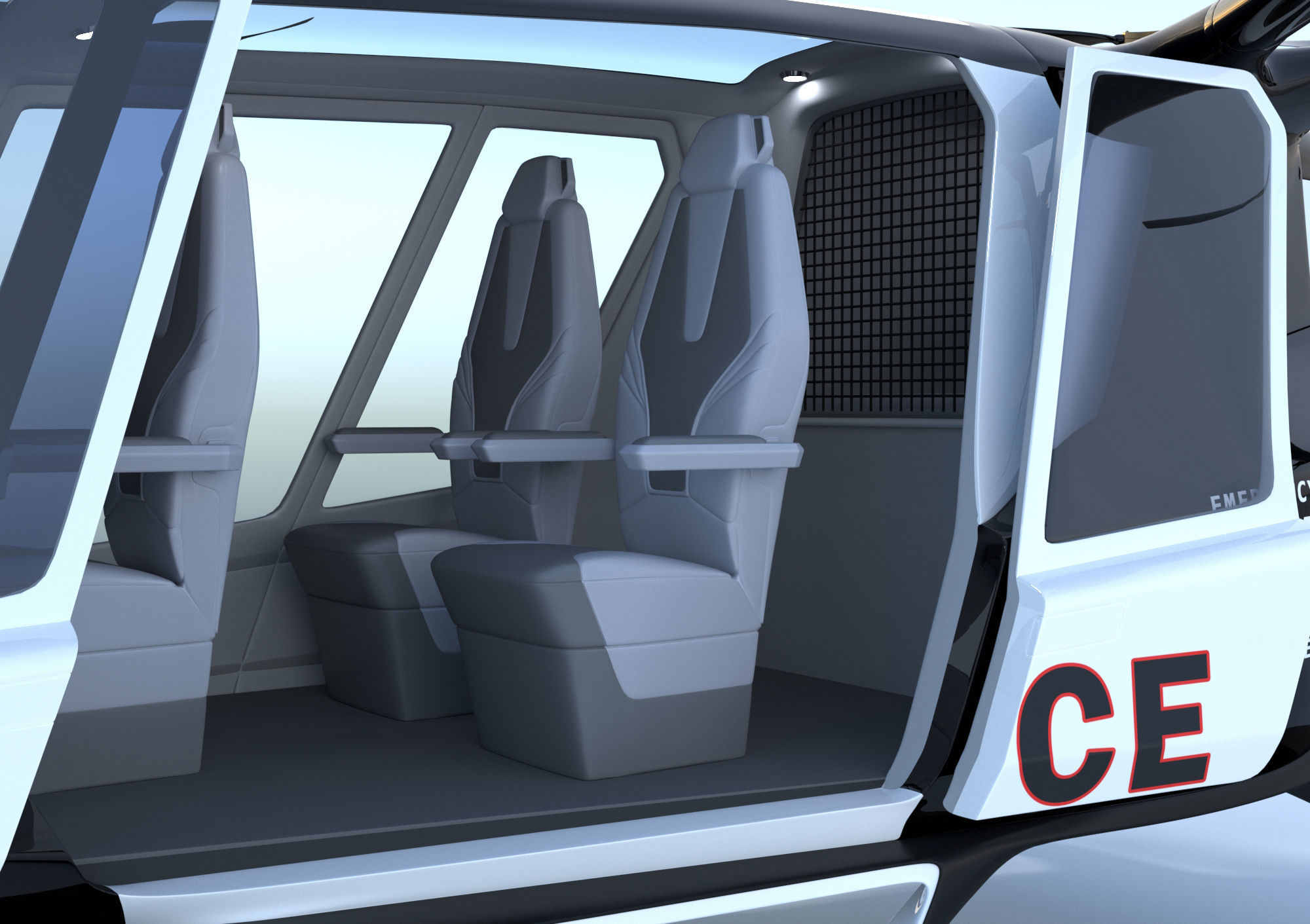 Police Drone with Interior 3D model_8
