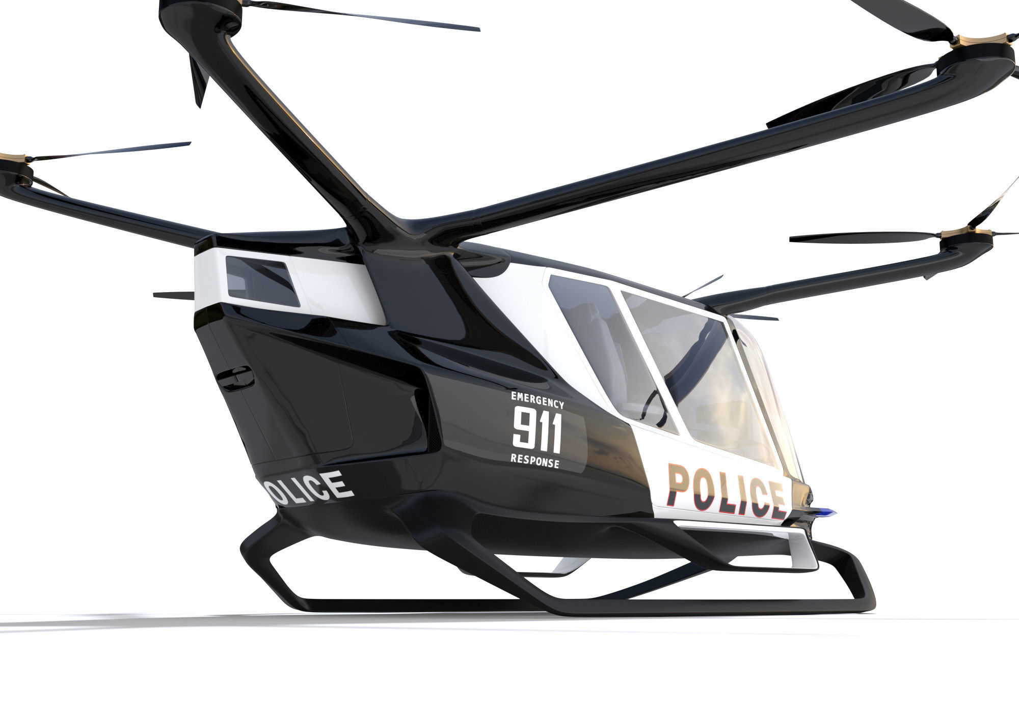 Police Drone with Interior 3D model_3