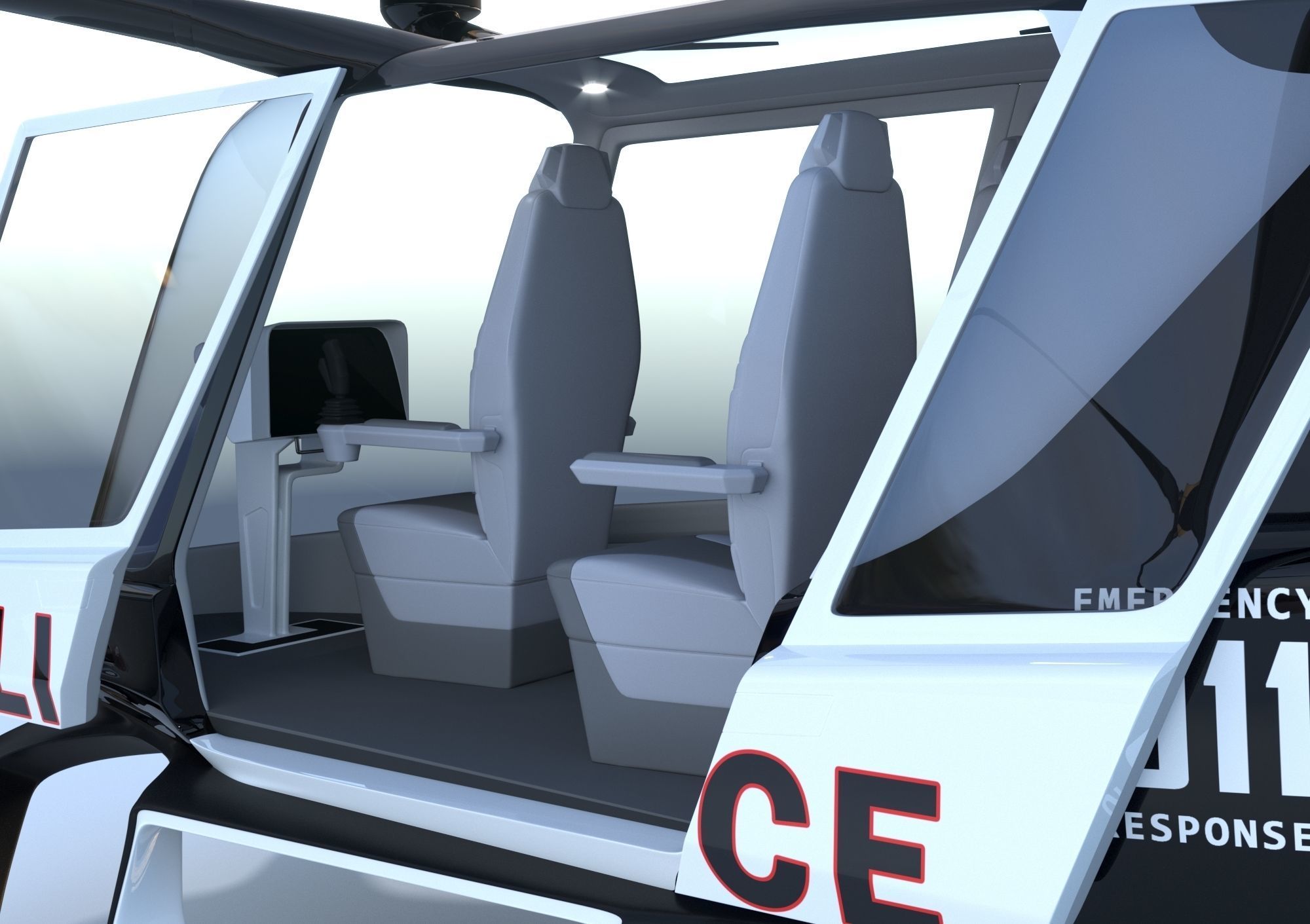 Police Drone with Interior 3D model_9