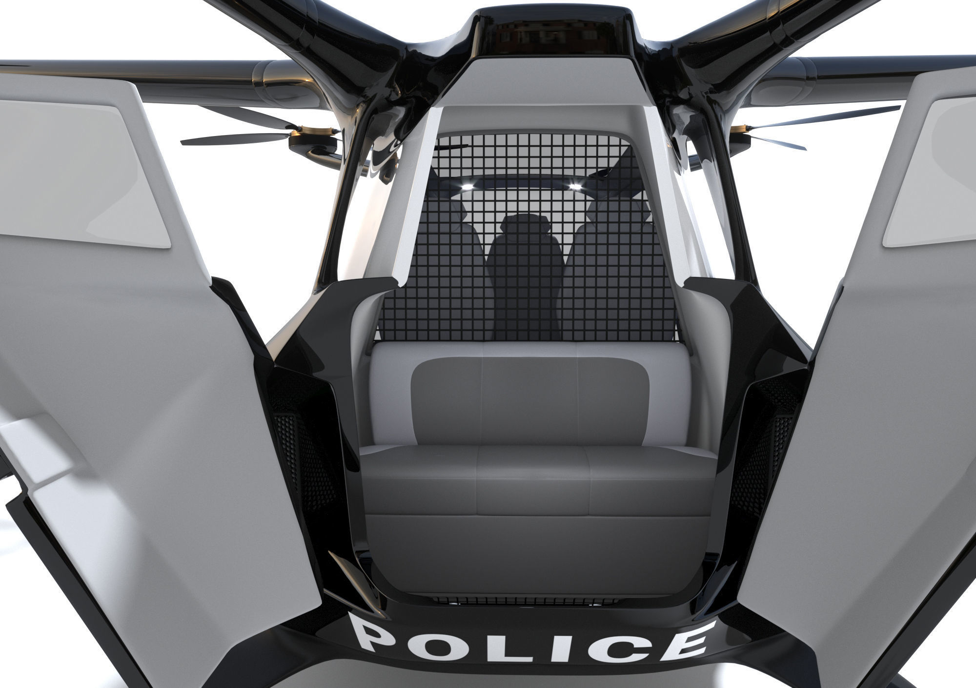 Police Drone with Interior 3D model_11