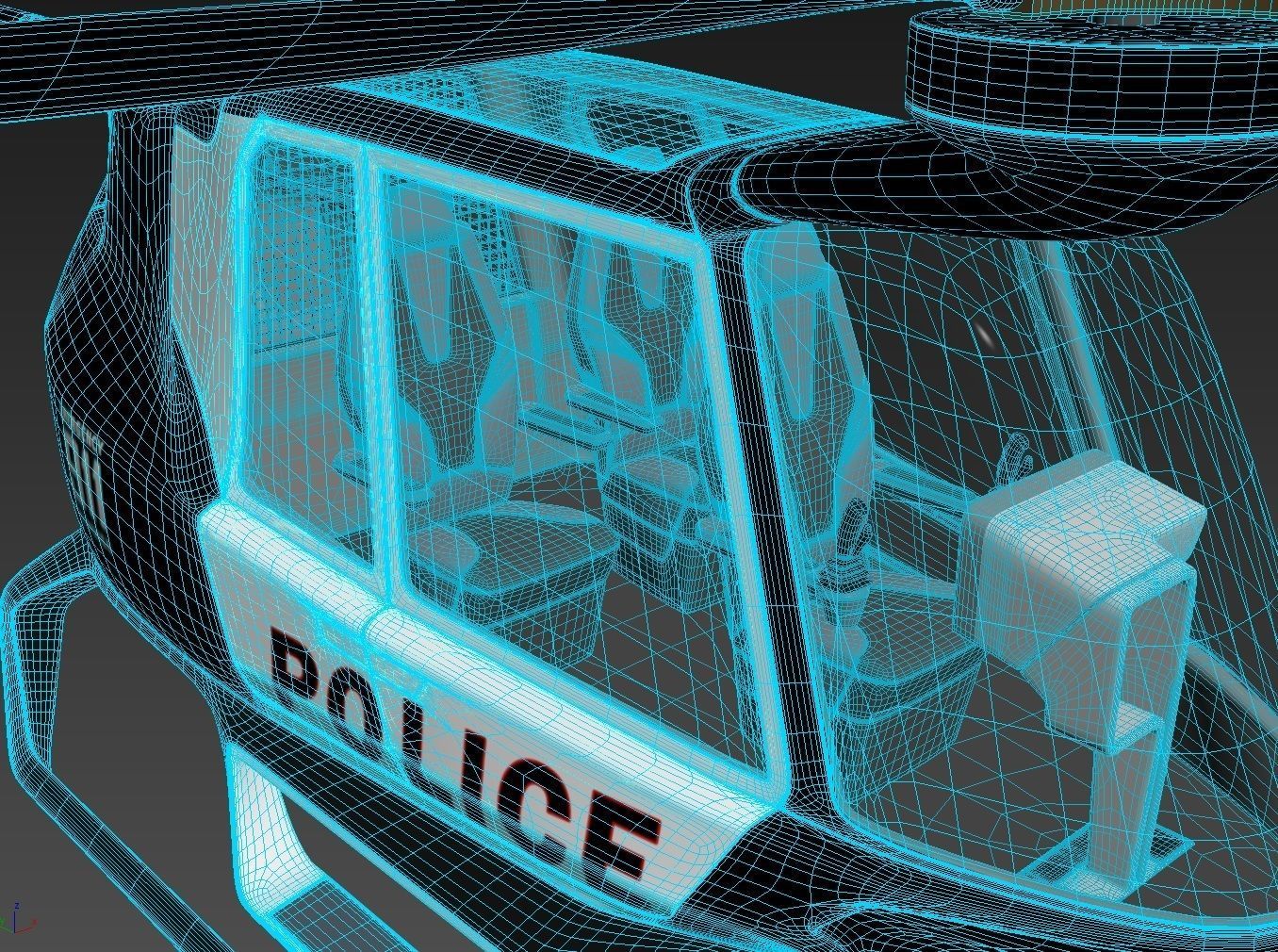 Police Drone with Interior 3D model_1