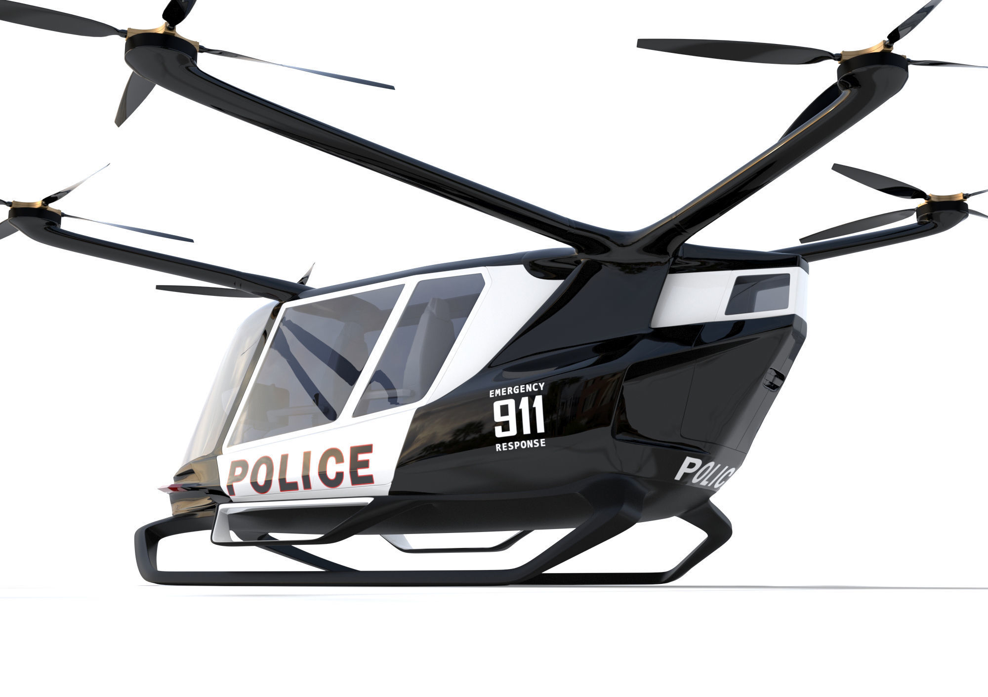 Police Drone with Interior 3D model_6
