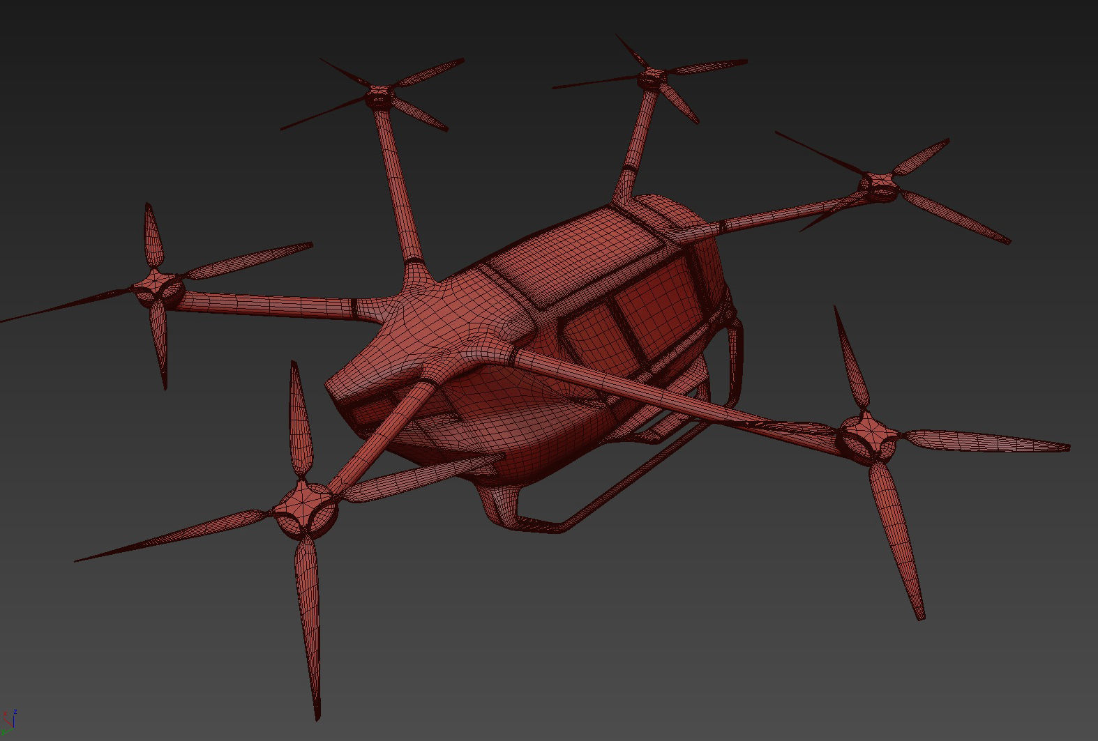 Police Drone with Interior 3D model_41