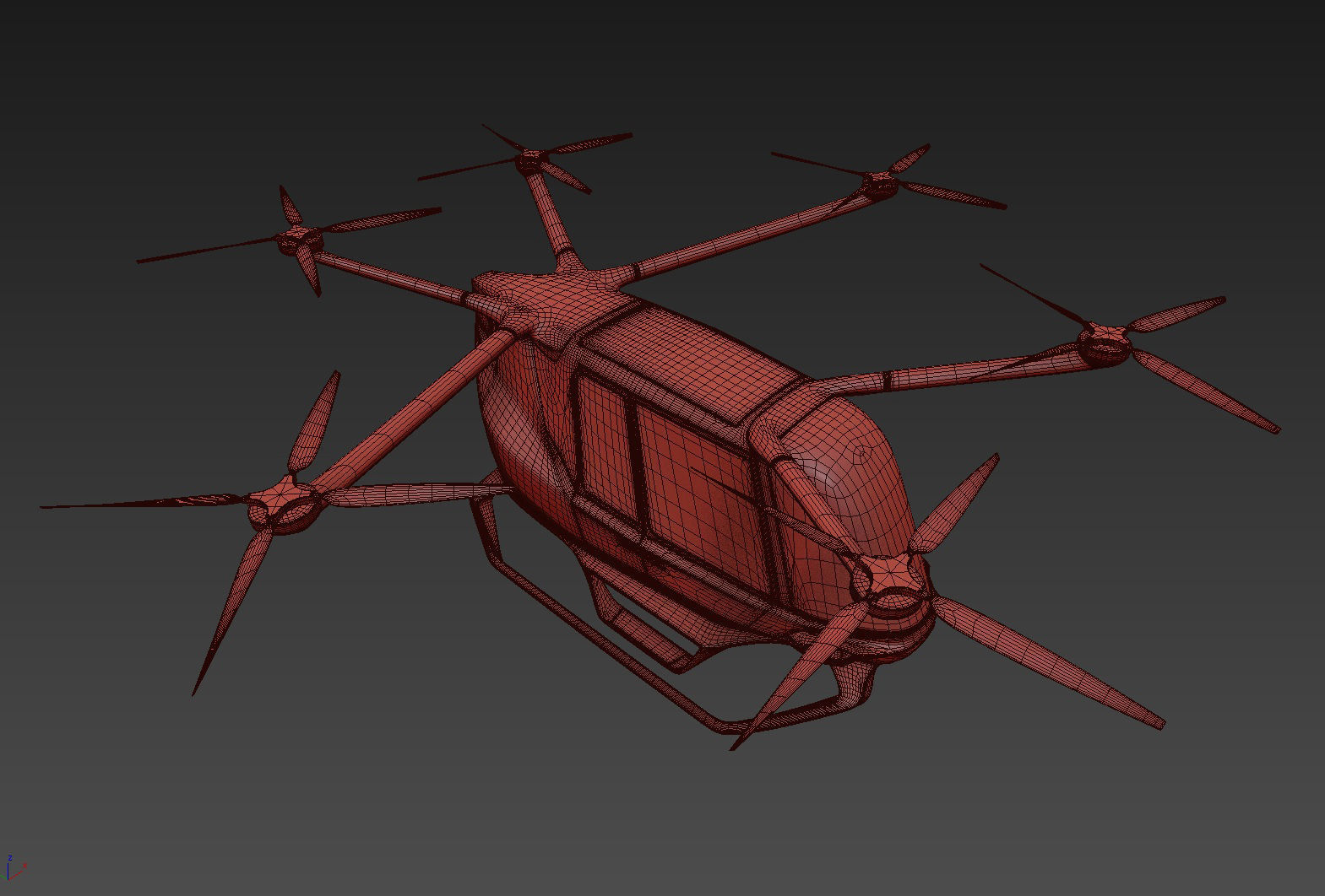 Police Drone with Interior 3D model_37