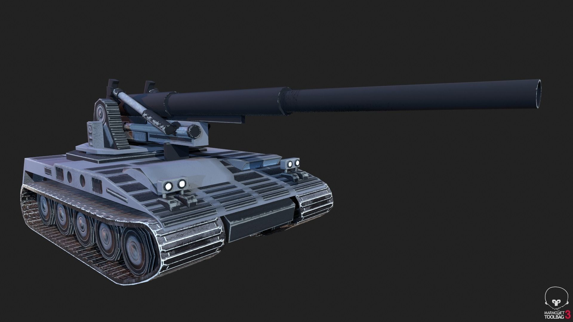 M107 Artillery Low-poly 3D model_3