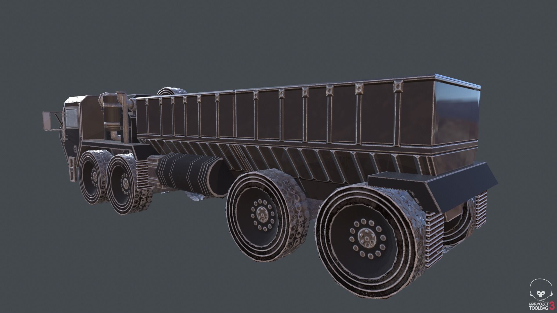 Wagon Truck Low-poly 3D model_2