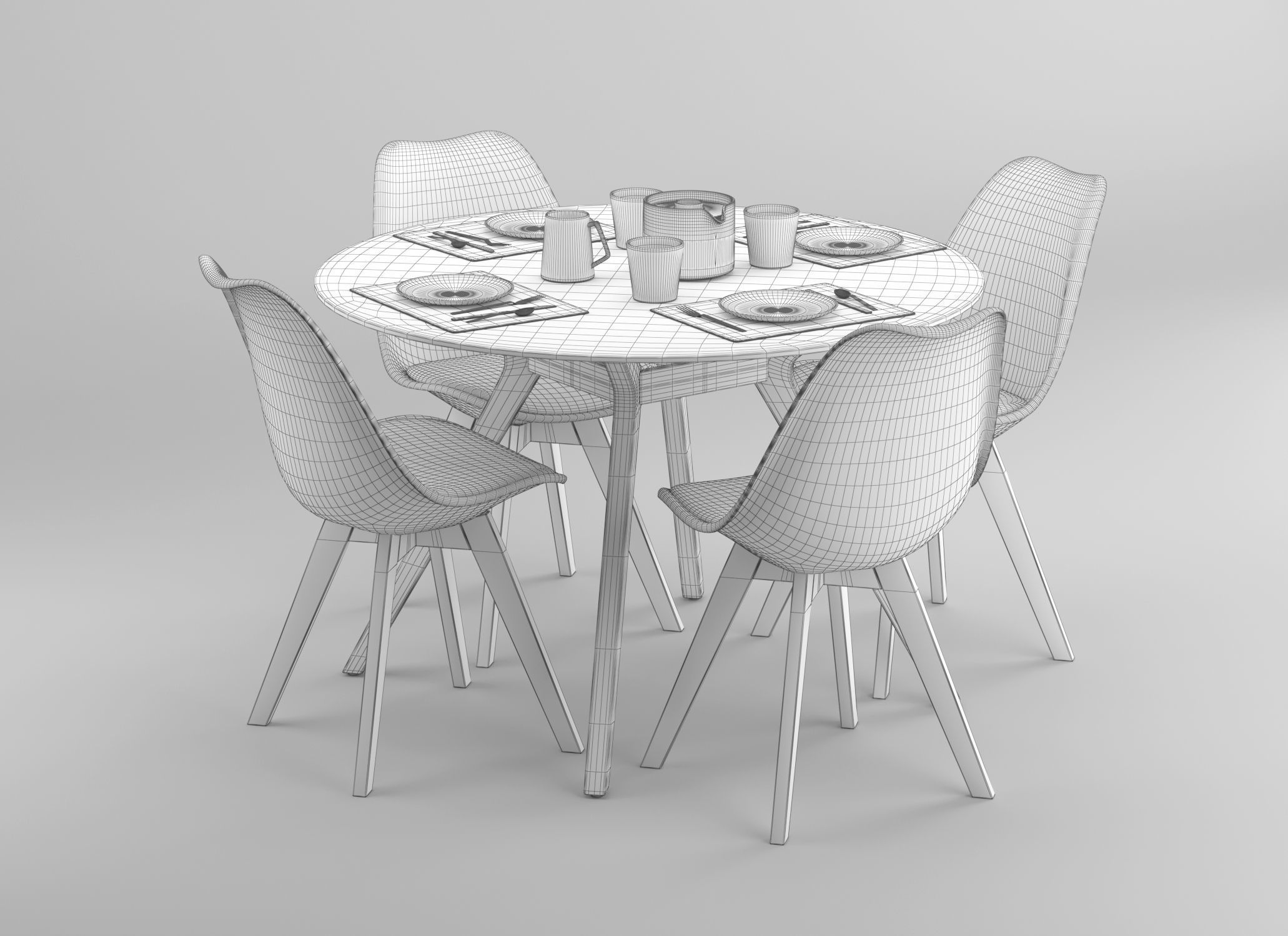 Circular Dinning Table 3D model_3