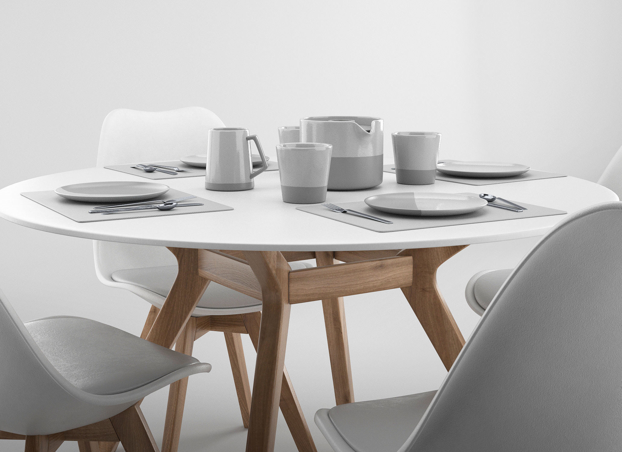 Circular Dinning Table 3D model_1