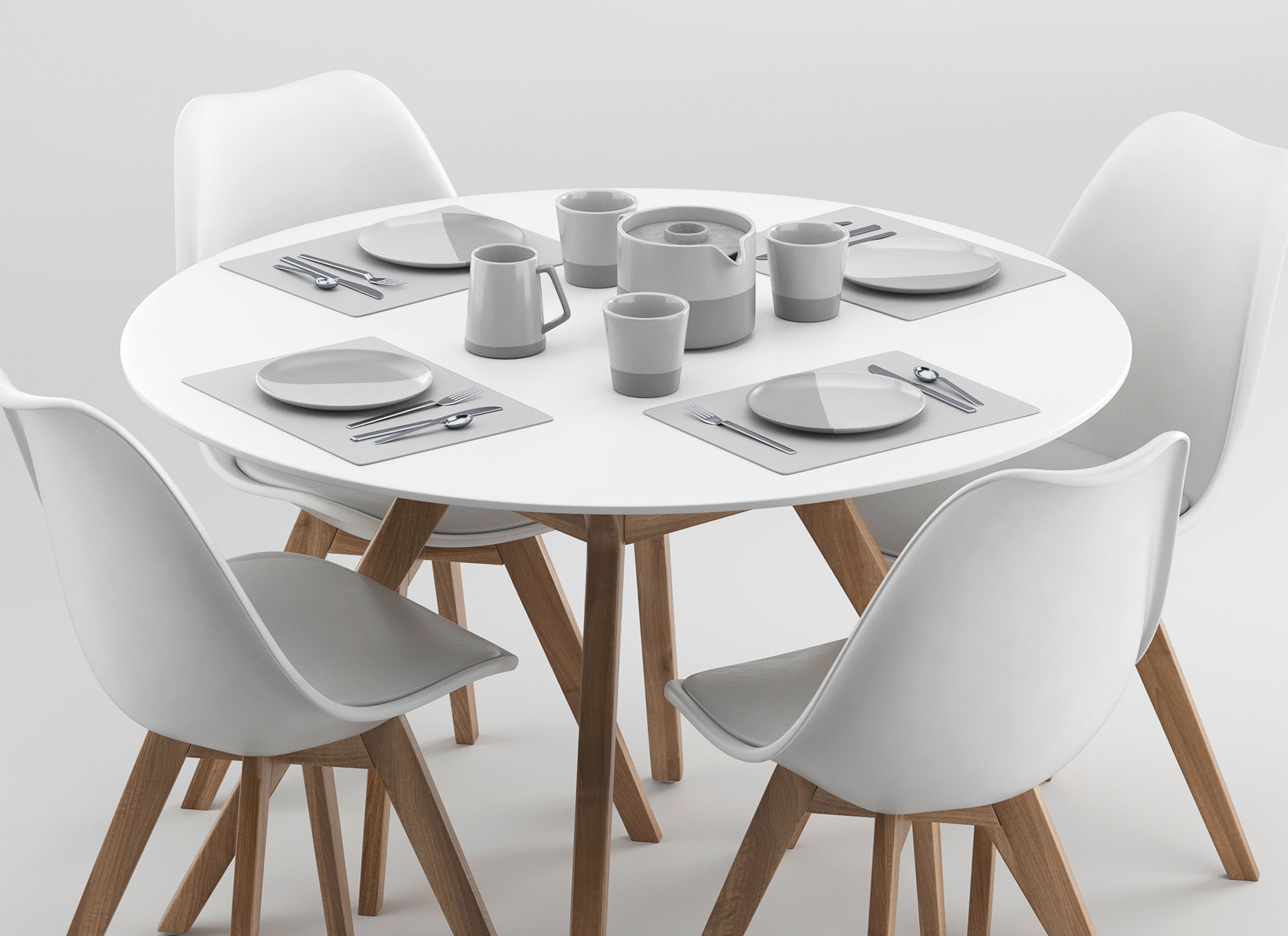 Circular Dinning Table 3D model_2