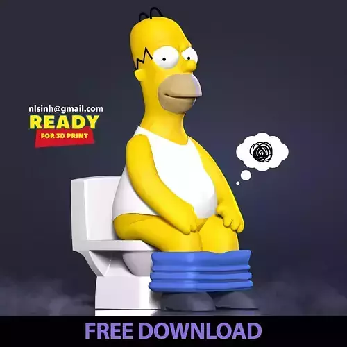 Homer with a relaxing moment Free 3D print model