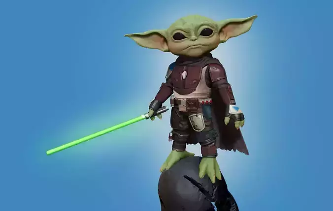 The yodolorian star wars child baby yoda statue